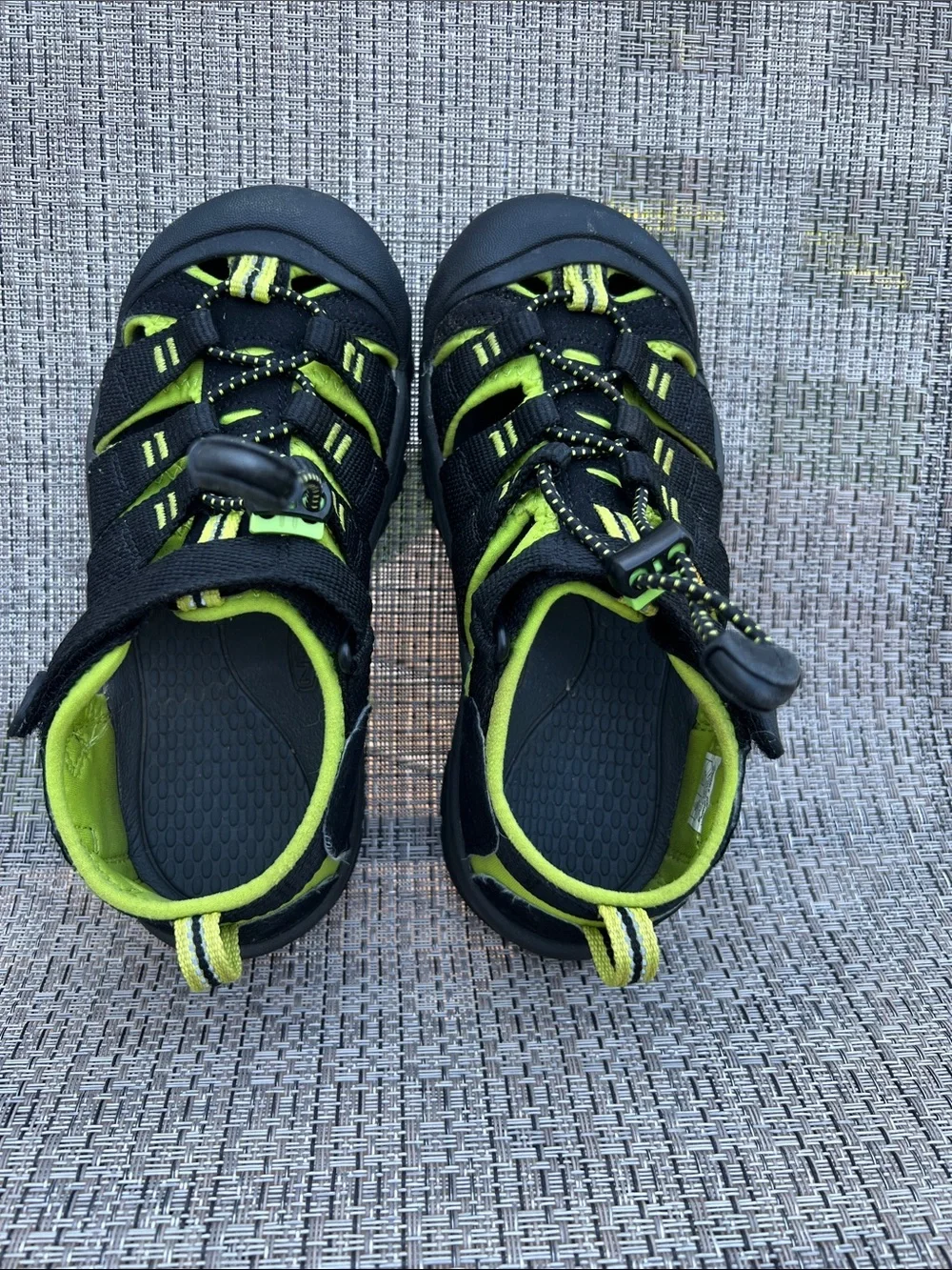 Keen Kids Black and Lime Green Closed-Toe Sandal